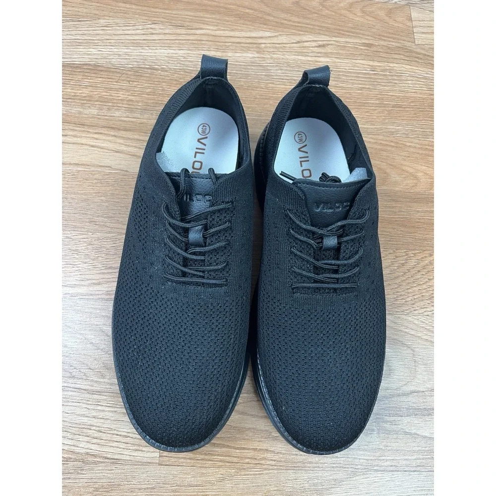 Vilocy Men's Casual Dress Sneakers Oxfords‎ Mesh Walking Shoes Black 10.5 WIDE